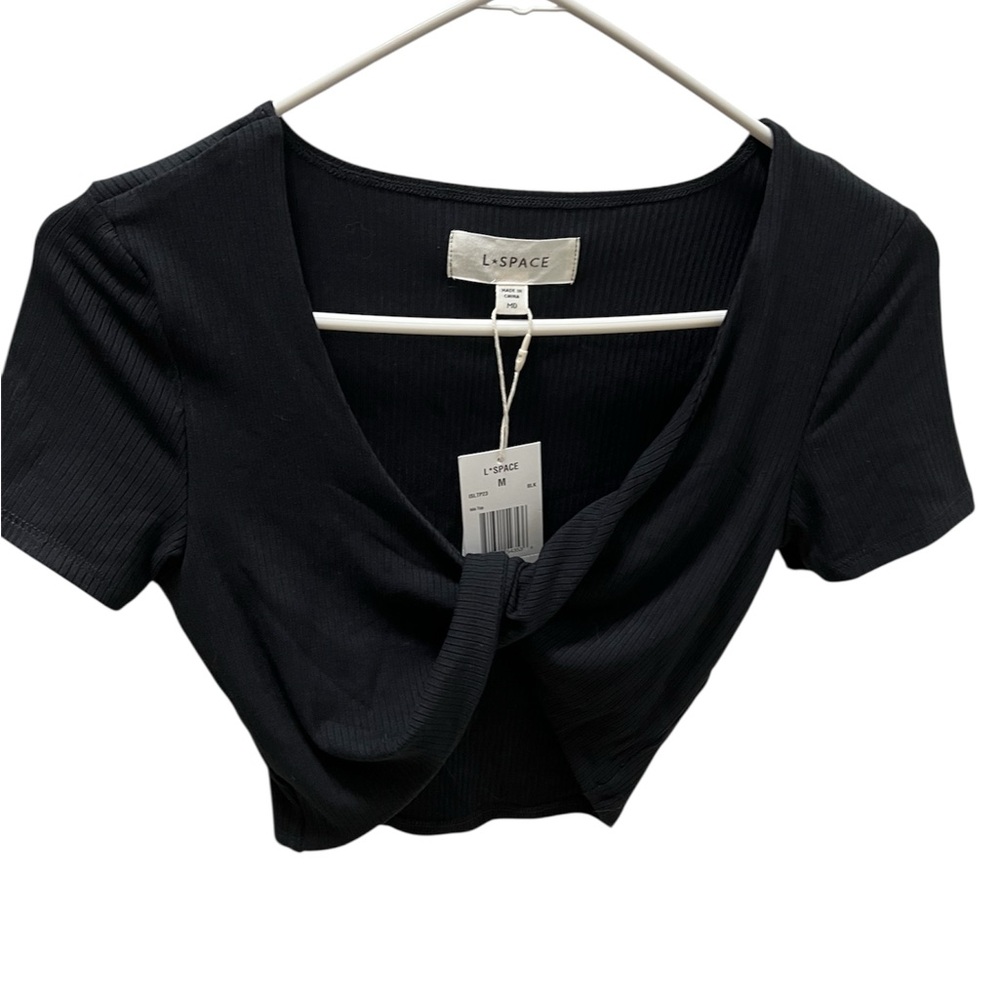 L*Space Isla Black Ribbed Crop Top size Medium NWT
